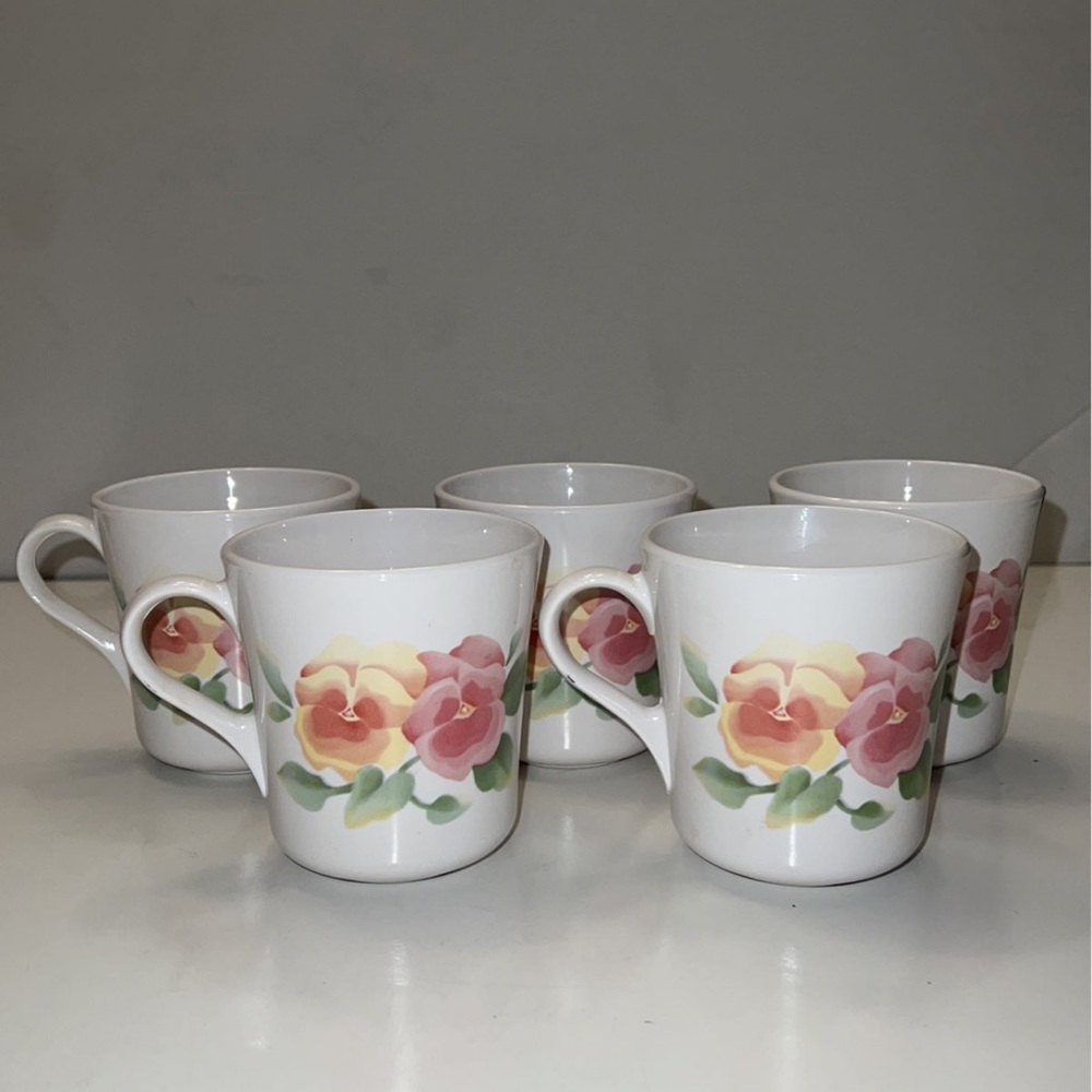 Set of 5 Vintage Corning Corelle Summer Blush Cups/ Mugs